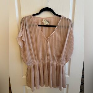 Elizabeth & James Pleated Pink Blouse